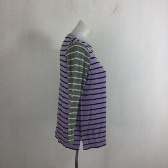 J. Crew womens Sweater Italian Cashmere Striped 3/4 Sleeve Pullover Knit Sz S - Picture 2 of 9